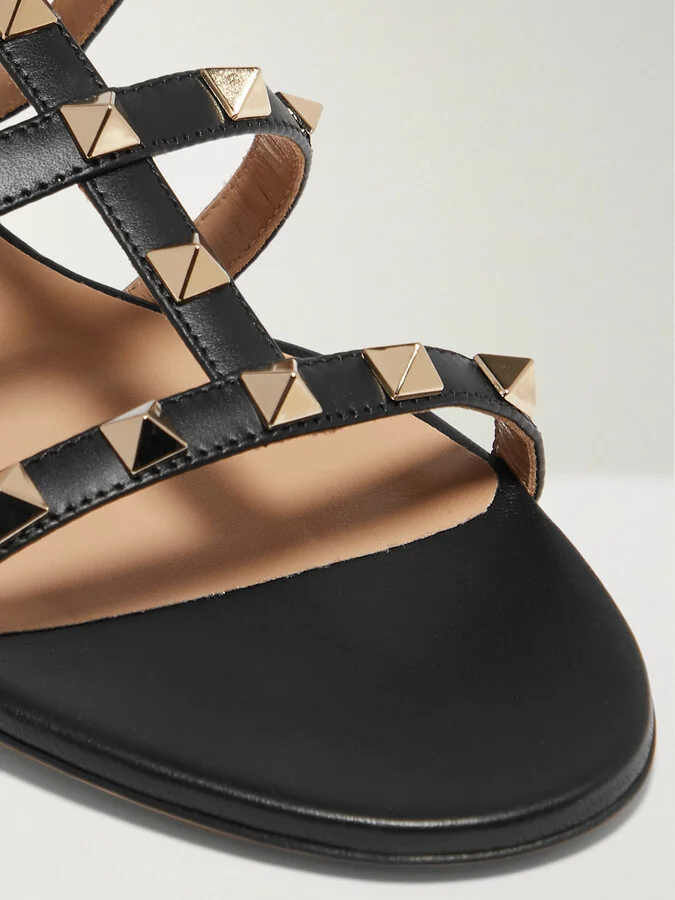 Valentino Garavani - Rockstud Leather Sandals - Black - Image 4