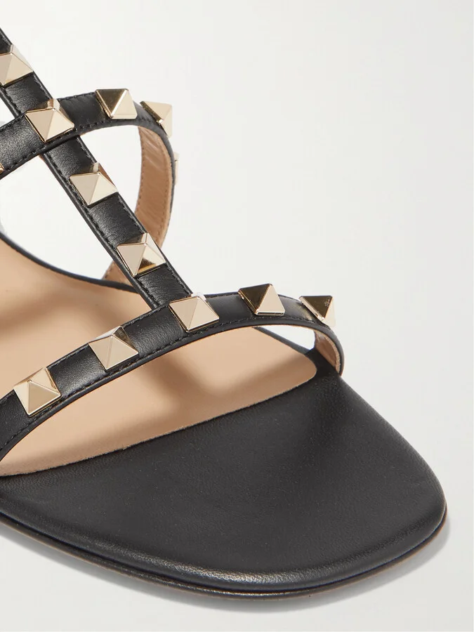 Valentino Garavani - Rockstud Leather Sandals - Black - Image 4