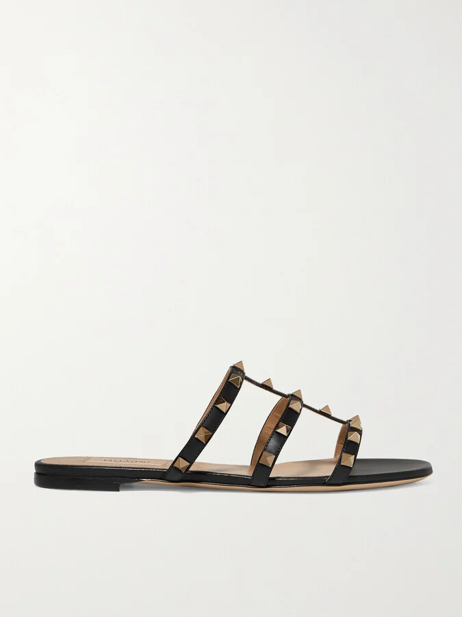 Valentino Garavani - Rockstud Leather Sandals - Black