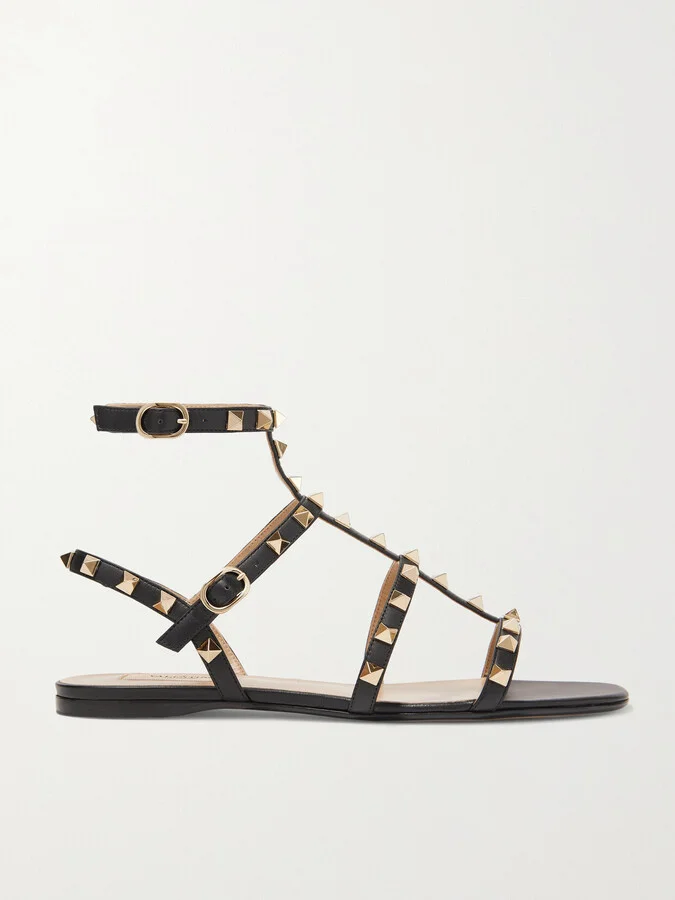 Valentino Garavani - Rockstud Leather Sandals - Black