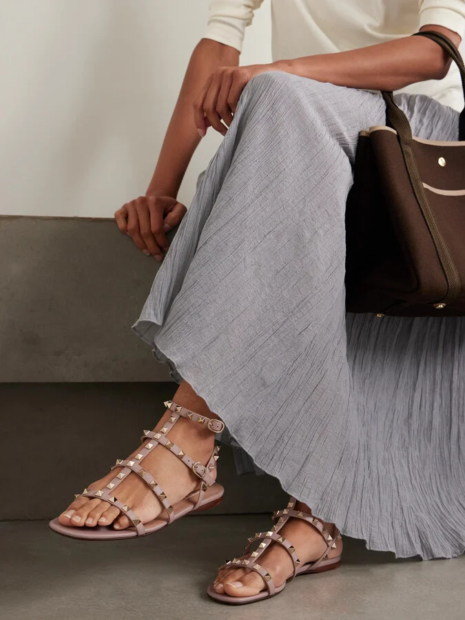Valentino Garavani - Rockstud Leather Sandals - Pink - Image 2