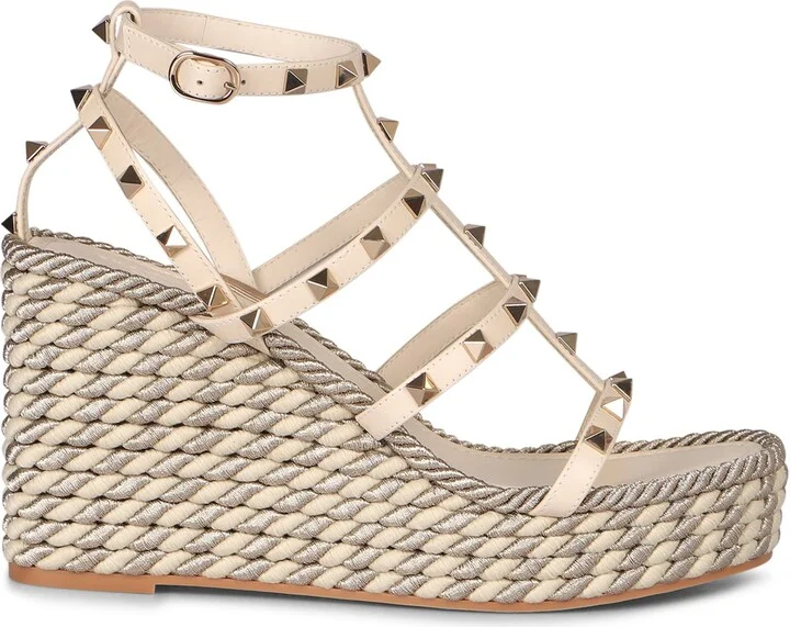 Valentino Garavani Rockstud Leather Wedges - Image 2