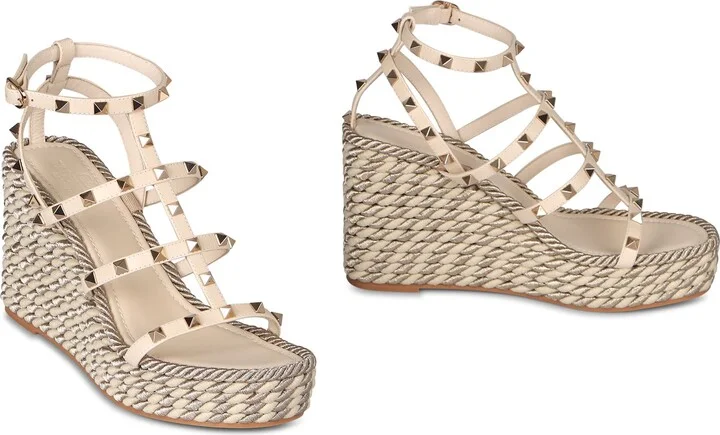 Valentino Garavani Rockstud Leather Wedges - Image 3