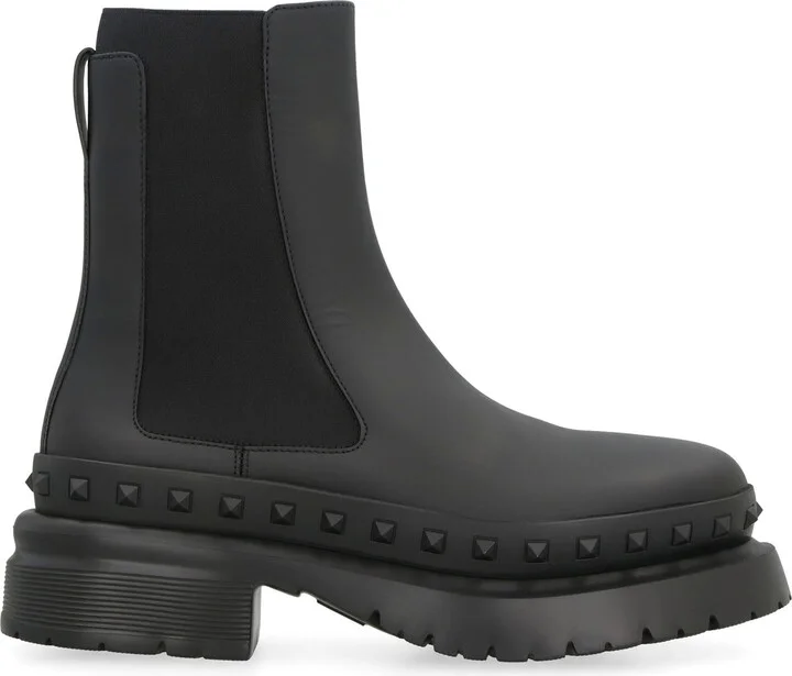 Valentino Garavani Rockstud M-Way Leather Chelsea Boots - Image 2