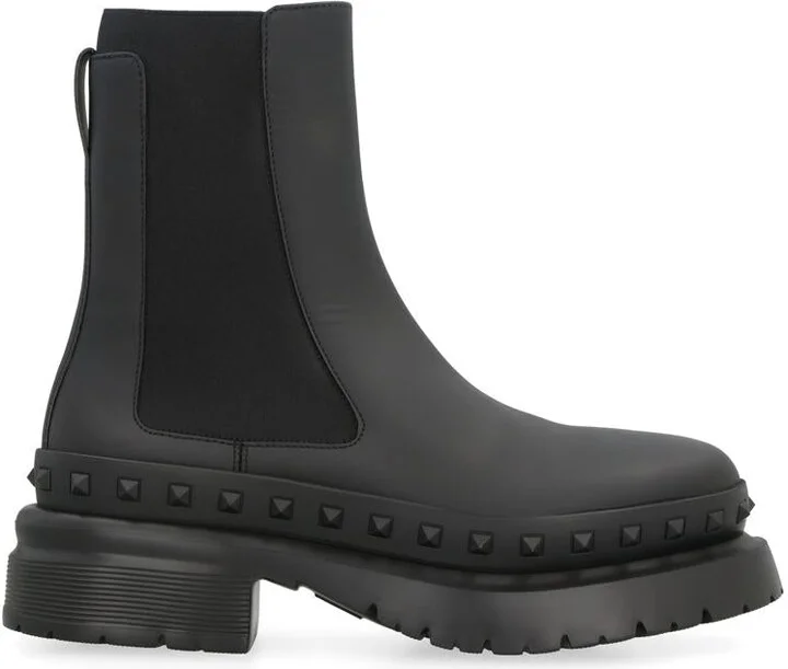 Valentino Garavani Rockstud M-Way Leather Chelsea Boots