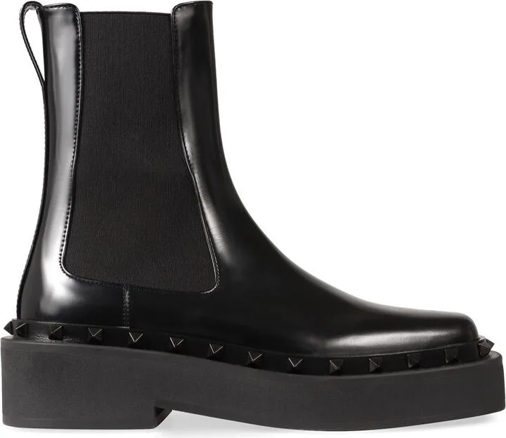 Valentino Garavani Rockstud M-Way Leather Chelsea Boots