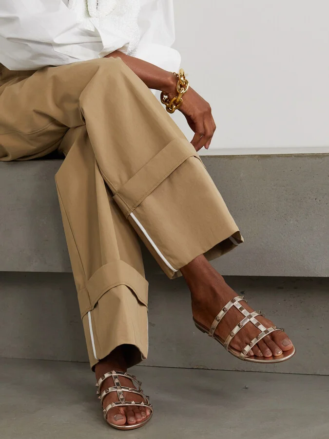 Valentino Garavani - Rockstud Metallic Leather Sandals - Gold - Image 2