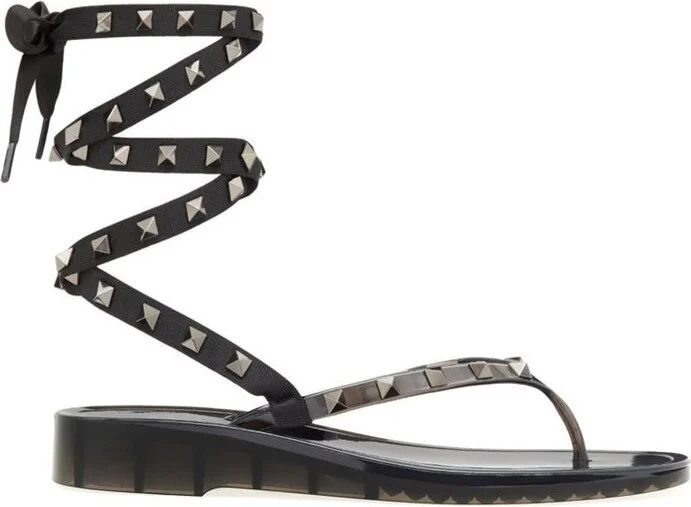 Valentino Garavani Rockstud Open Toe Lace-Up Sandals