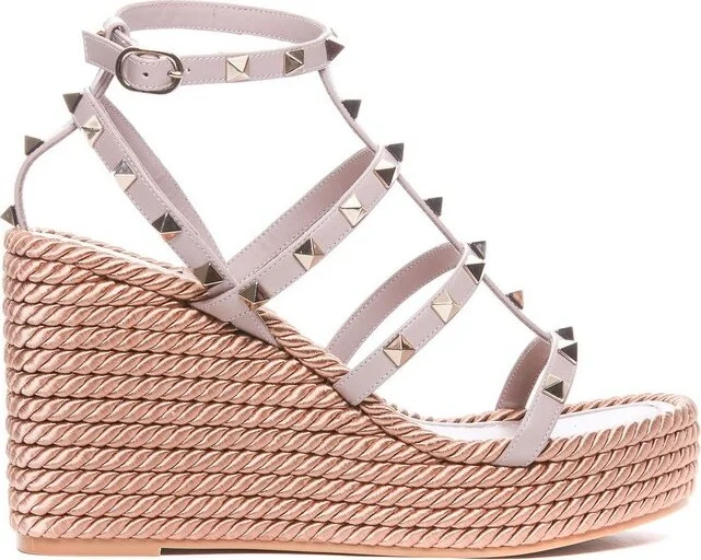 Valentino Garavani Rockstud Open Toe Wedge Sandals