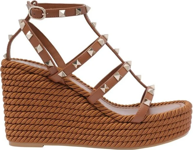 Valentino Garavani Rockstud Open Toe Wedge Sandals