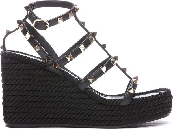 Valentino Garavani Rockstud Open-Toe Wedge Sandals