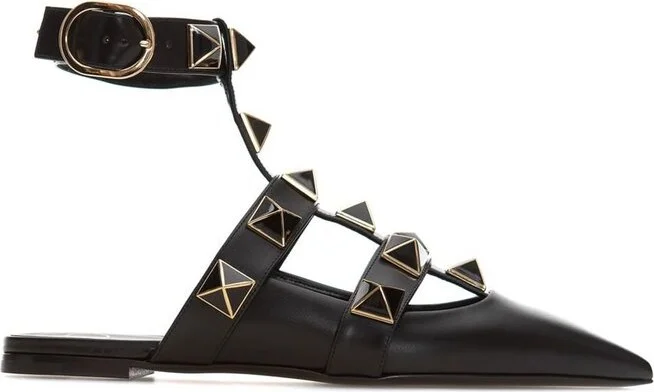 Valentino Garavani Rockstud Pointed Toe Flat Shoes