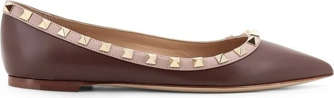Valentino Garavani Rockstud Pointed Toe Flat Shoes