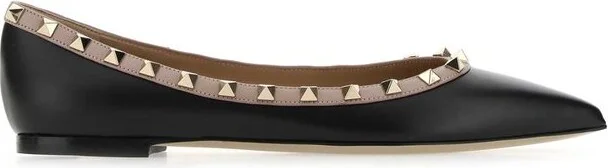 Valentino Garavani Rockstud Pointed Toe Flat Shoes