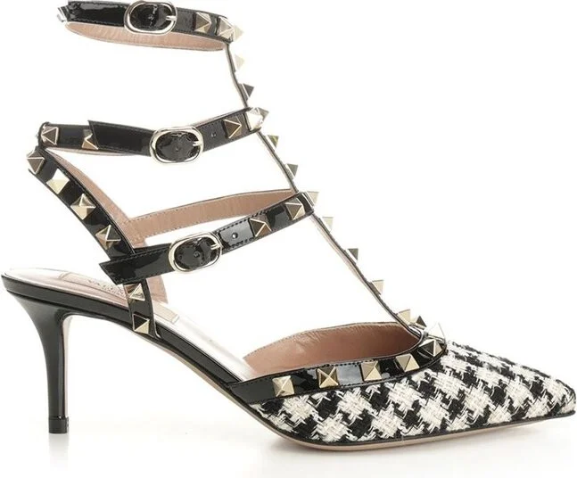 Valentino Garavani Rockstud Pointed Toe Houndstooth Pumps
