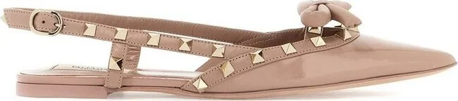 Valentino Garavani Rockstud Pointed Toe Slingback Ballerina Shoes