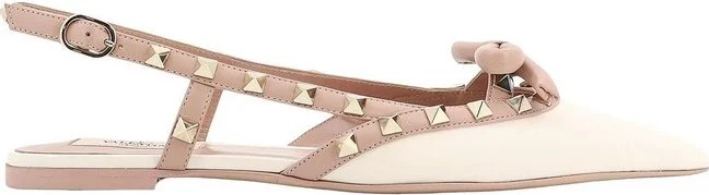 Valentino Garavani Rockstud Pointed Toe Slingback Ballerina Shoes
