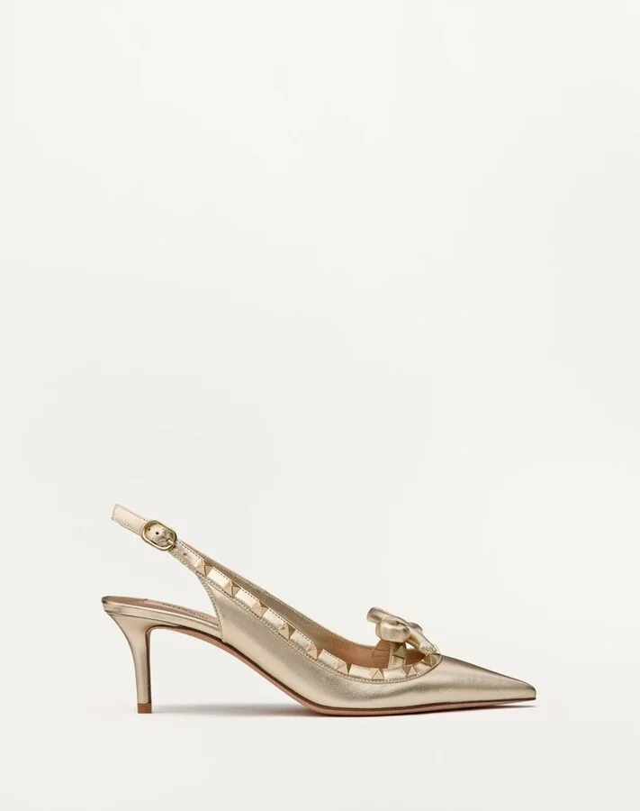 Valentino Garavani Rockstud Pointed-Toe Slingback Pumps