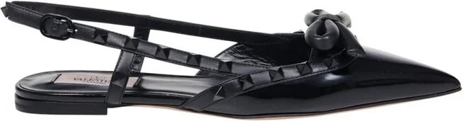 Valentino Garavani Rockstud Pointed Tow Slingback Ballerina Shoes