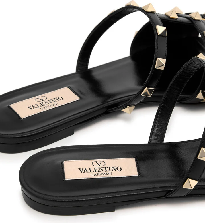 Valentino Garavani Rockstud Raffia Sliders - Image 4