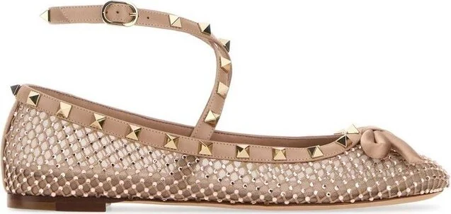 Valentino Garavani Rockstud Round Toe Ballerina Shoes