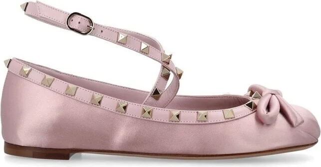 Valentino Garavani Rockstud Round Toe Ballerina Shoes