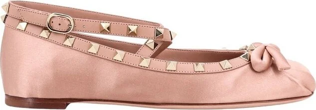 Valentino Garavani Rockstud Round Toe Ballerina Shoes
