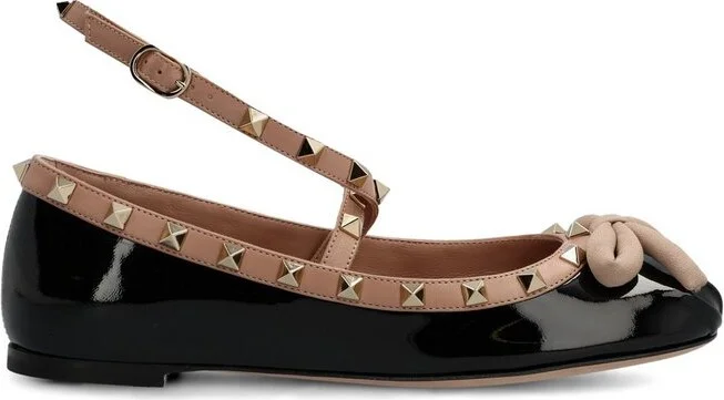 Valentino Garavani Rockstud Round Toe Ballerina Shoes