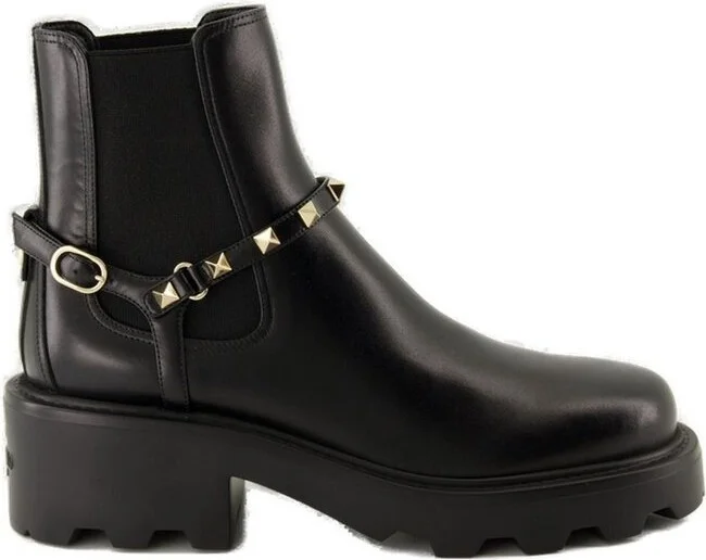 Valentino Garavani Rockstud Round Toe Boots