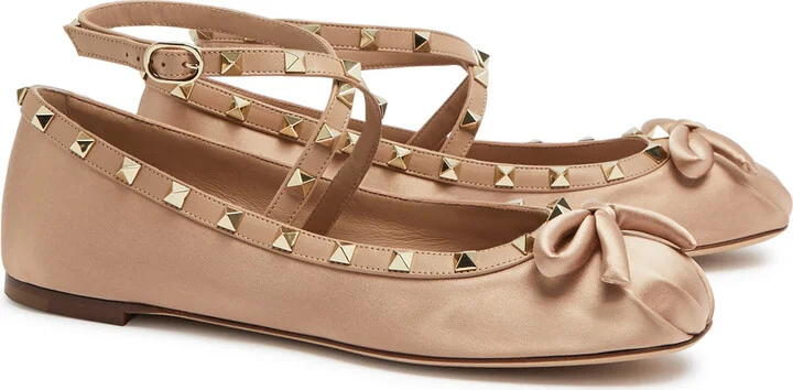 Valentino Garavani Rockstud Satin Ballet Flats - Image 7