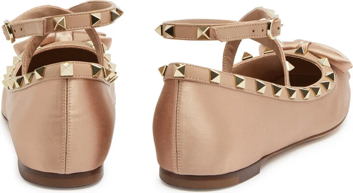 Valentino Garavani Rockstud Satin Ballet Flats - Image 8