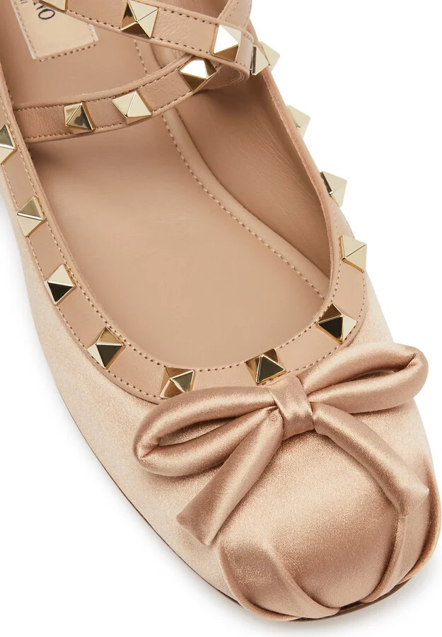 Valentino Garavani Rockstud Satin Ballet Flats - Image 9