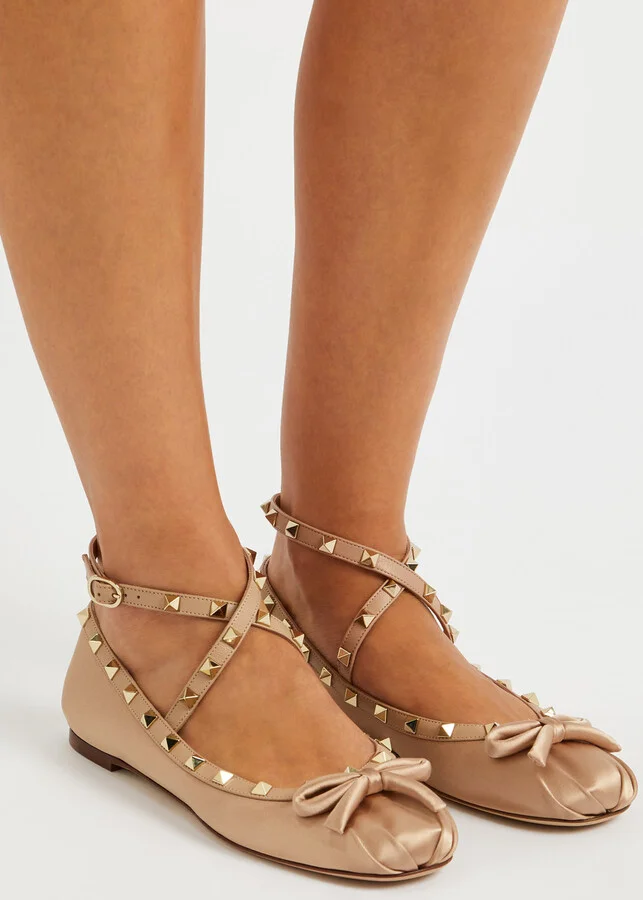 Valentino Garavani Rockstud Satin Ballet Flats - Image 10