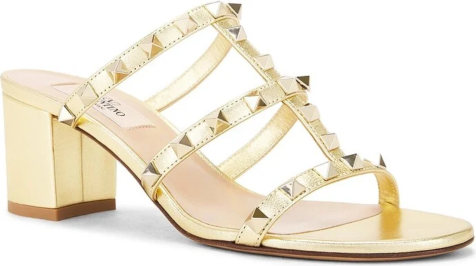 Valentino Garavani Rockstud Slide in Metallic Gold - Image 2