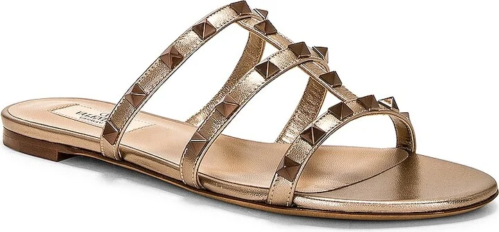 Valentino Garavani Rockstud Slide in Metallic Gold - Image 2