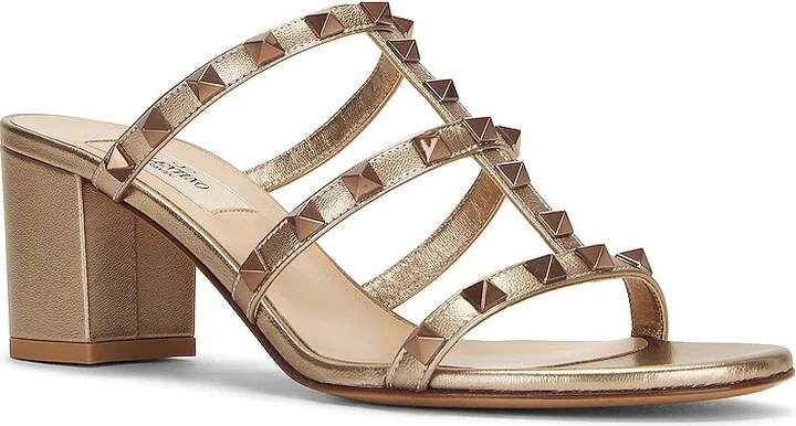 Valentino Garavani Rockstud Slide in Metallic Neutral - Image 2