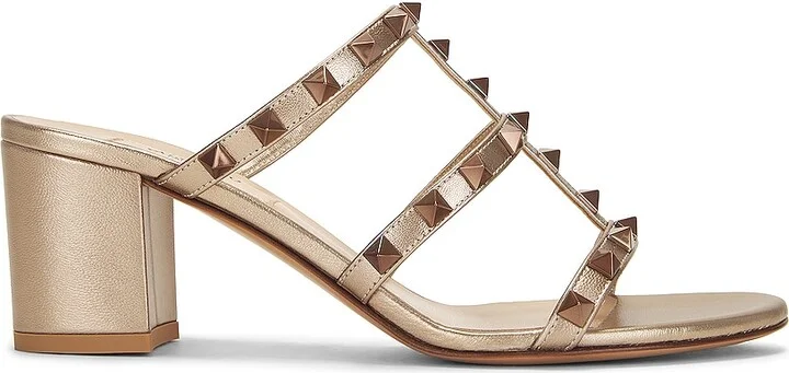Valentino Garavani Rockstud Slide in Metallic Neutral