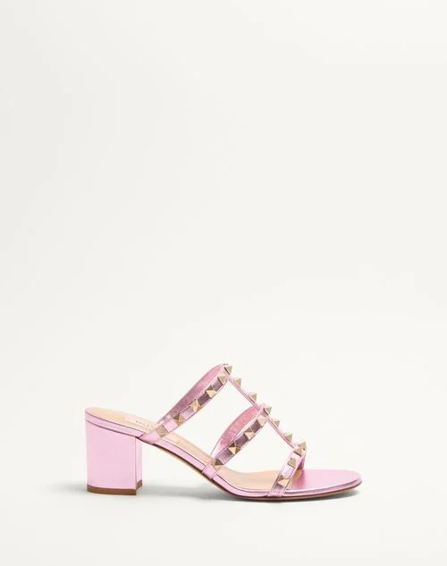 Valentino Garavani Rockstud Slide Sandal In Laminated Nappa Leather 60Mm