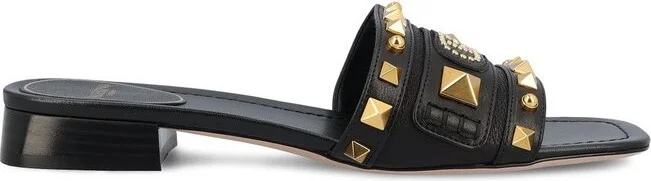 Valentino Garavani Rockstud Square Toe Slip-On Sandals
