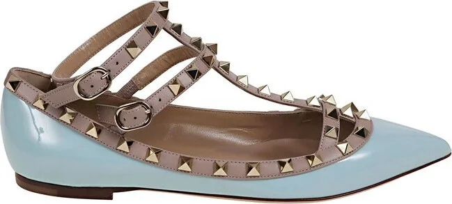 Valentino Garavani Rockstud Strapped Ballerina Flats