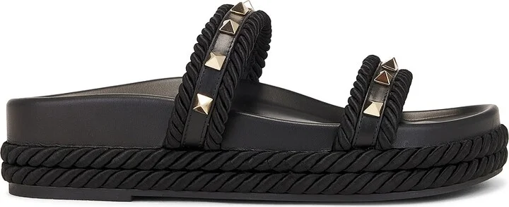Valentino Garavani Rockstud Torchon Slide in Black