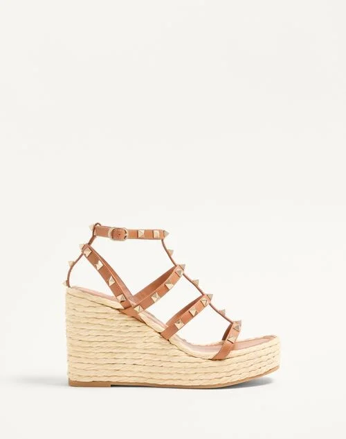 Valentino Garavani Rockstud Wedge Sandal With Calfskin Straps 95Mm