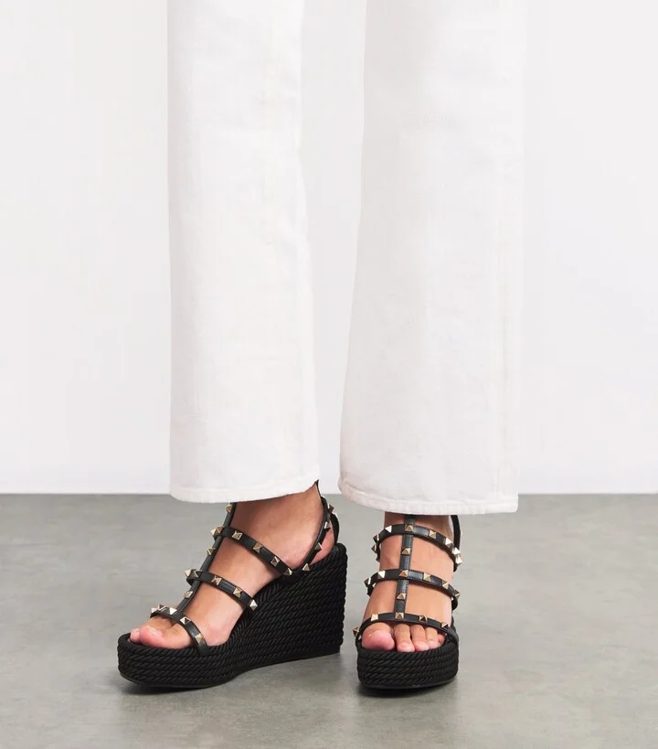 Valentino Garavani Rockstud Wedge Sandals 95 - Image 2