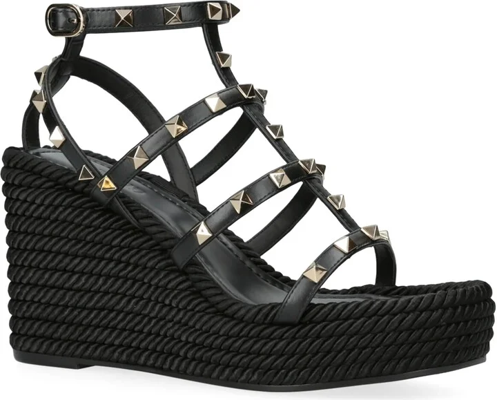 Valentino Garavani Rockstud Wedge Sandals 95 - Image 4
