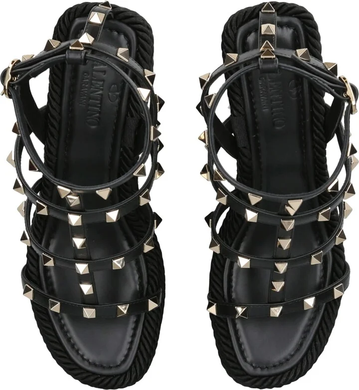 Valentino Garavani Rockstud Wedge Sandals 95 - Image 6
