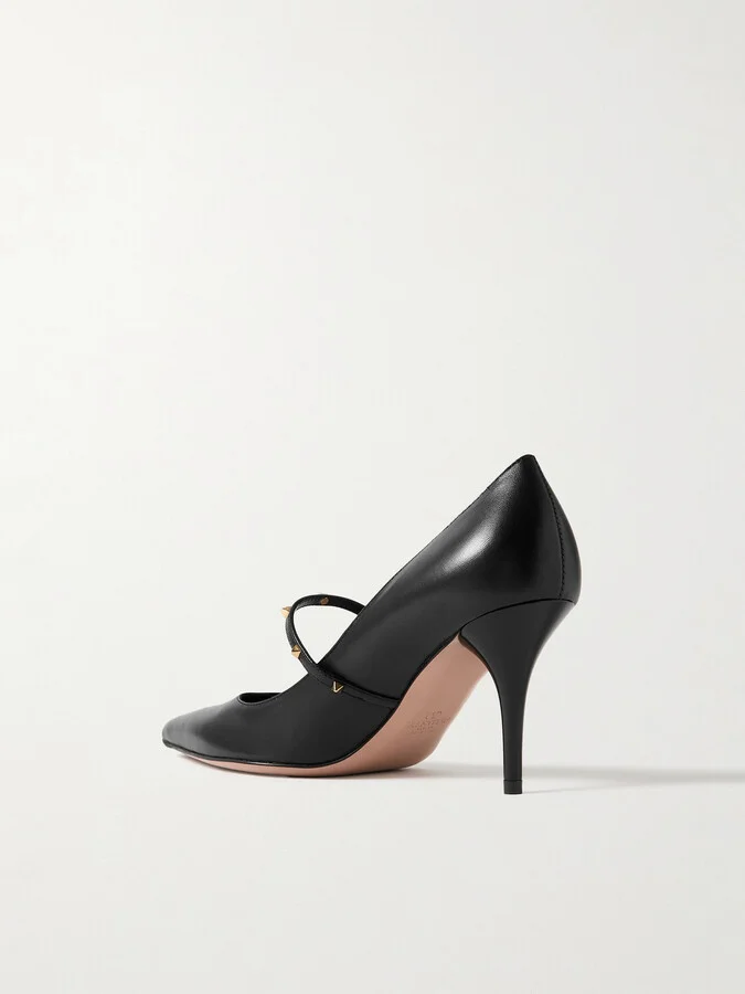 Valentino Garavani - Rockstud Wispy 80 Leather Mary Jane Pumps - Black - Image 3
