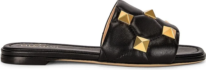 Valentino Garavani Roman Stud Slides in Black