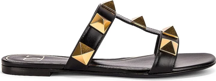 Valentino Garavani Roman Stud Slides in Black