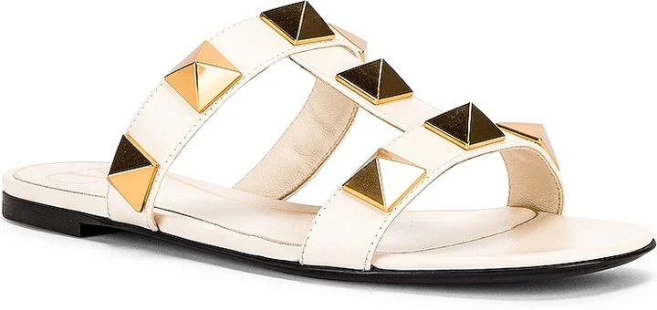 Valentino Garavani Roman Stud Slides in Ivory - Image 2