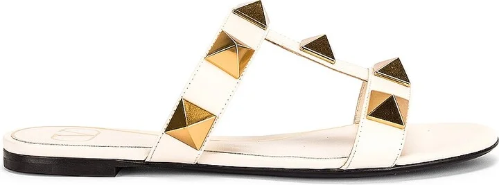 Valentino Garavani Roman Stud Slides in Ivory